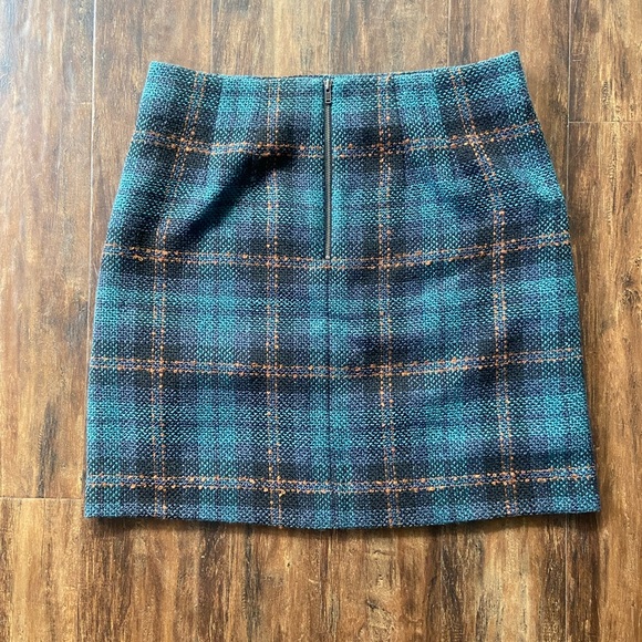 💜 Loft Plaid Skirt in Blue and Orange in Woven Material - Picture 5 of 8